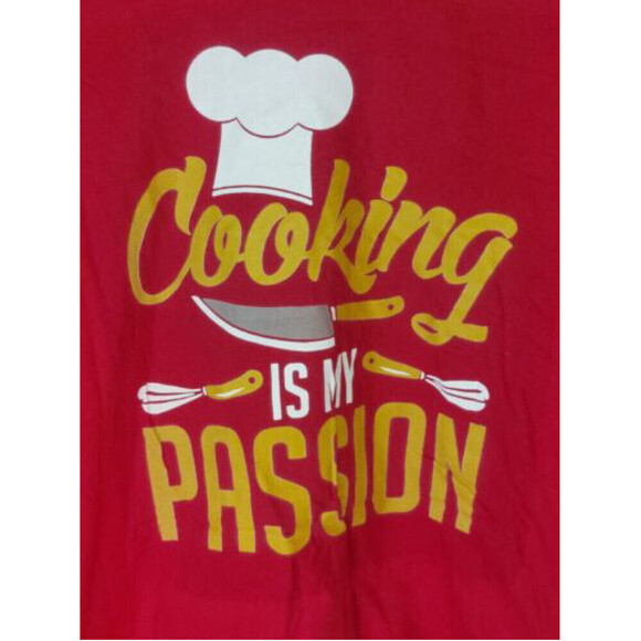 Cooking Is My Passion T-Shirt-Unisex Funny Food Quotes Shirt Red Size Large NWT - Picture 3 of 4